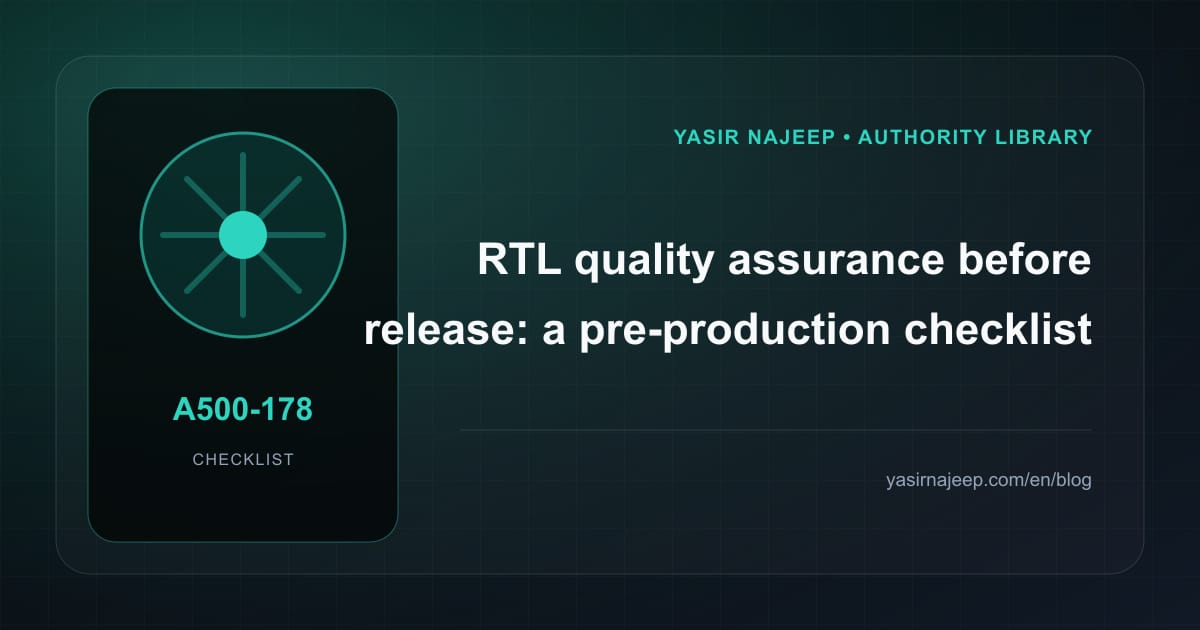 Pre-production checklist for RTL quality assurance before release