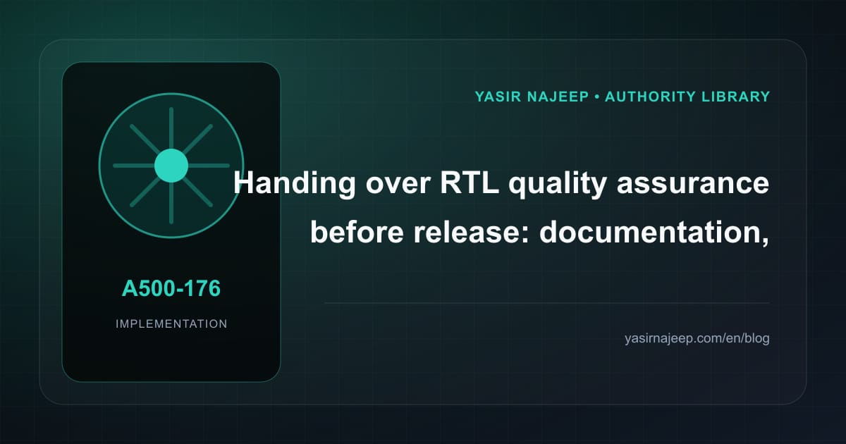 A maintainable handover for RTL quality assurance before release: access, documentation, and rollback