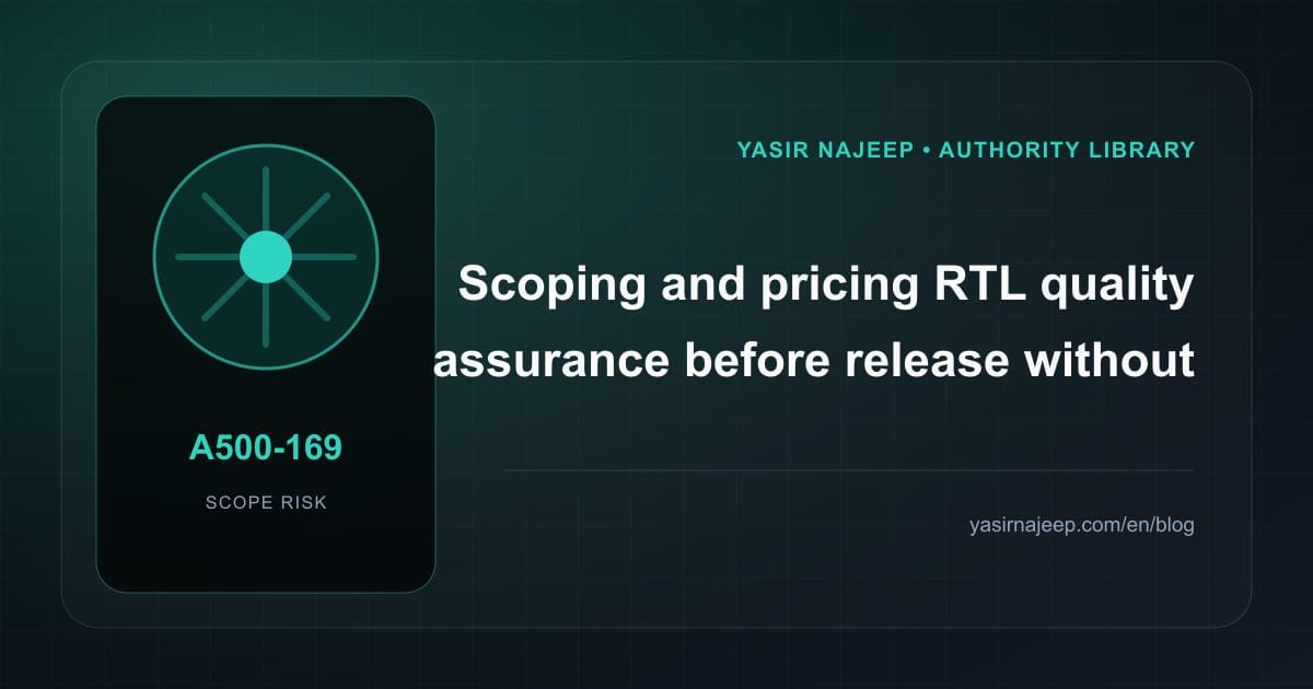 Scoping RTL quality assurance before release: cost drivers, evidence, and estimate boundaries