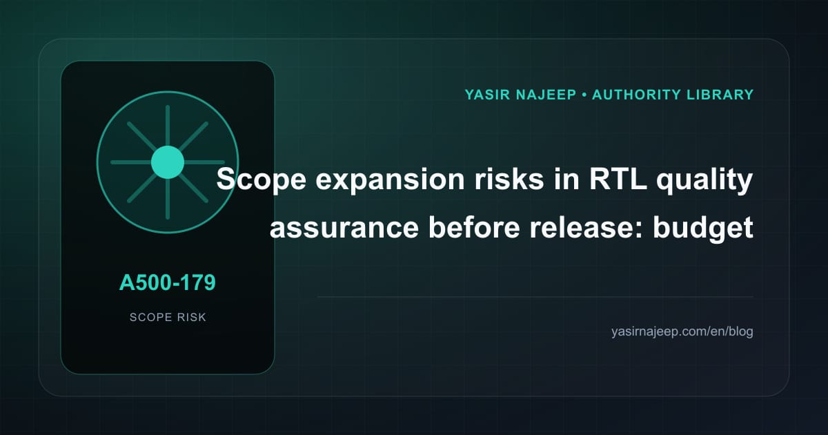 Scope expansion risks in RTL quality assurance before release: budget questions to ask