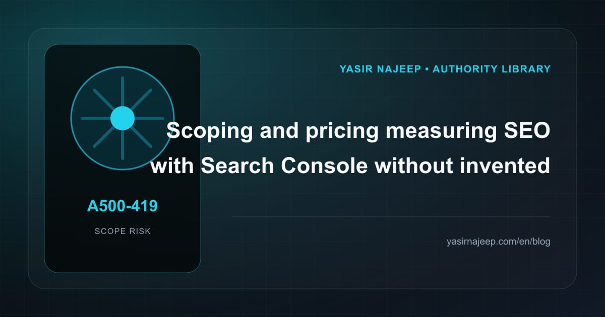 Scoping measuring SEO with Search Console: cost drivers, evidence, and estimate boundaries