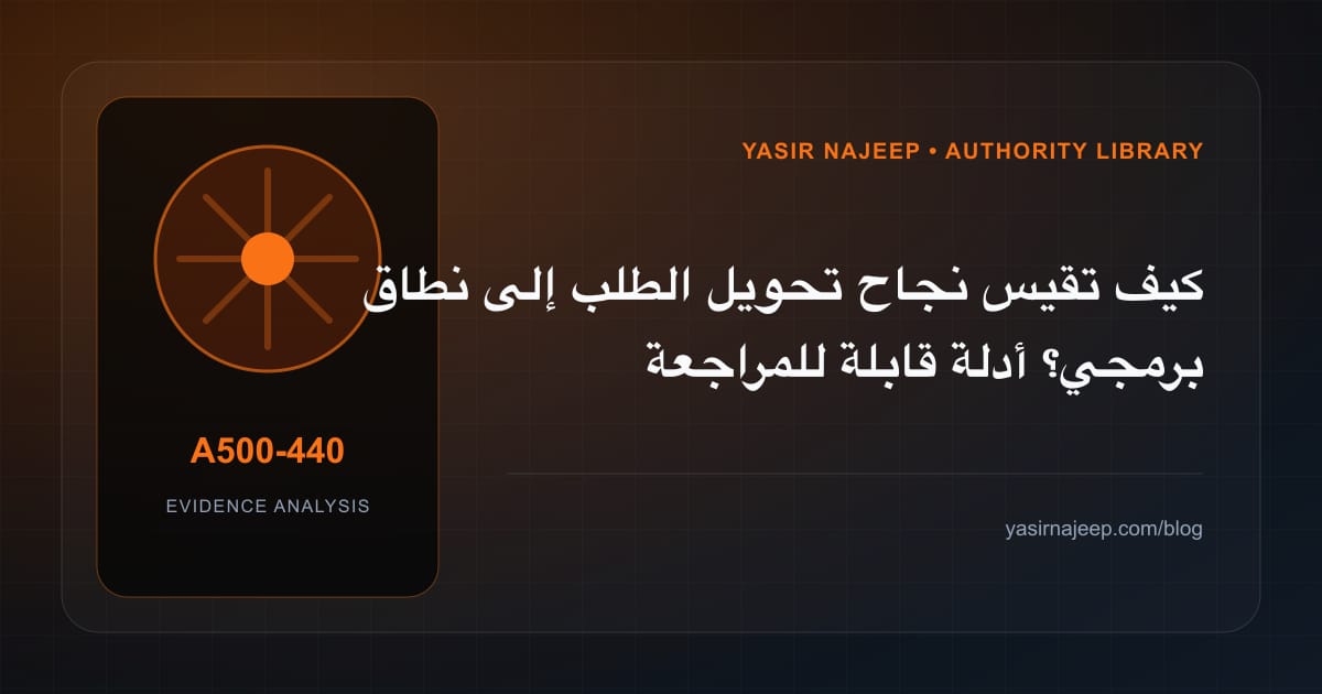 كيف تقيس نجاح تحويل الطلب إلى نطاق برمجي؟ أدلة قابلة للمراجعة