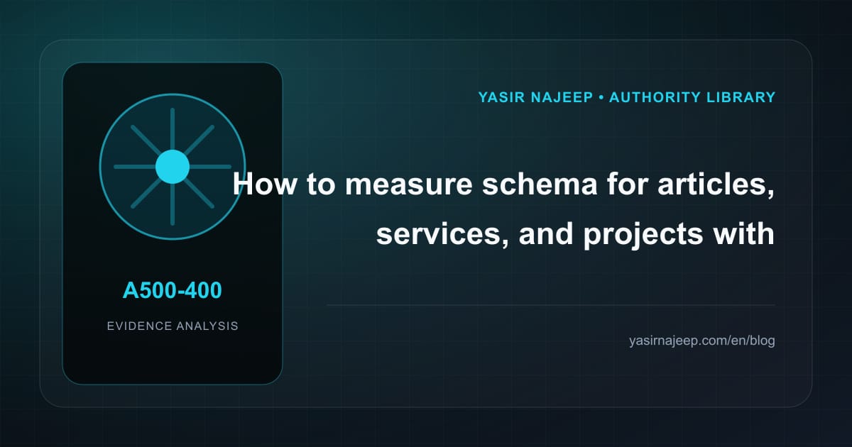 How to measure schema for articles, services, and projects with reviewable evidence