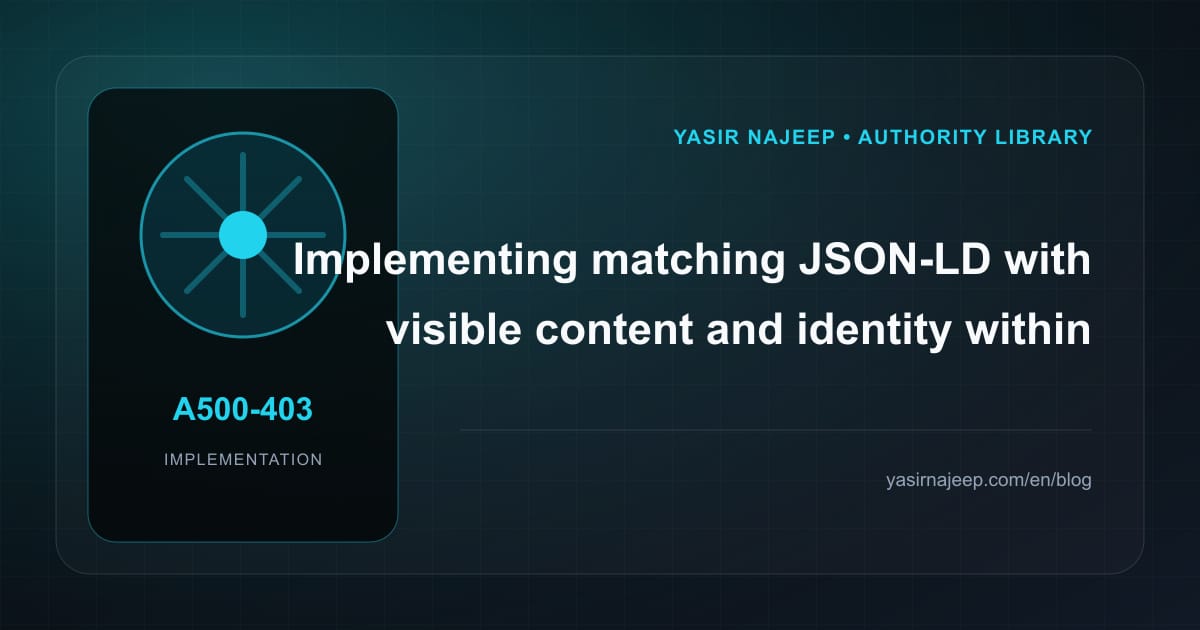Matching JSON-LD with visible content and identity for schema for articles, services, and projects: a testable workflow
