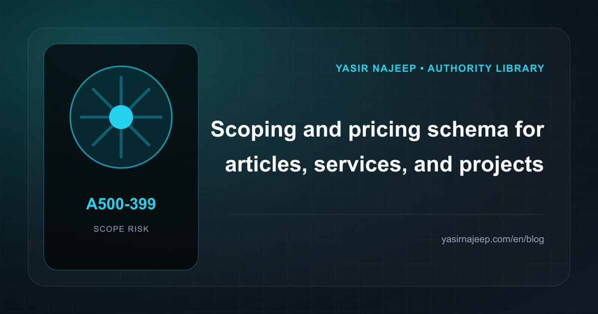 Scoping schema for articles, services, and projects: cost drivers, evidence, and estimate boundaries