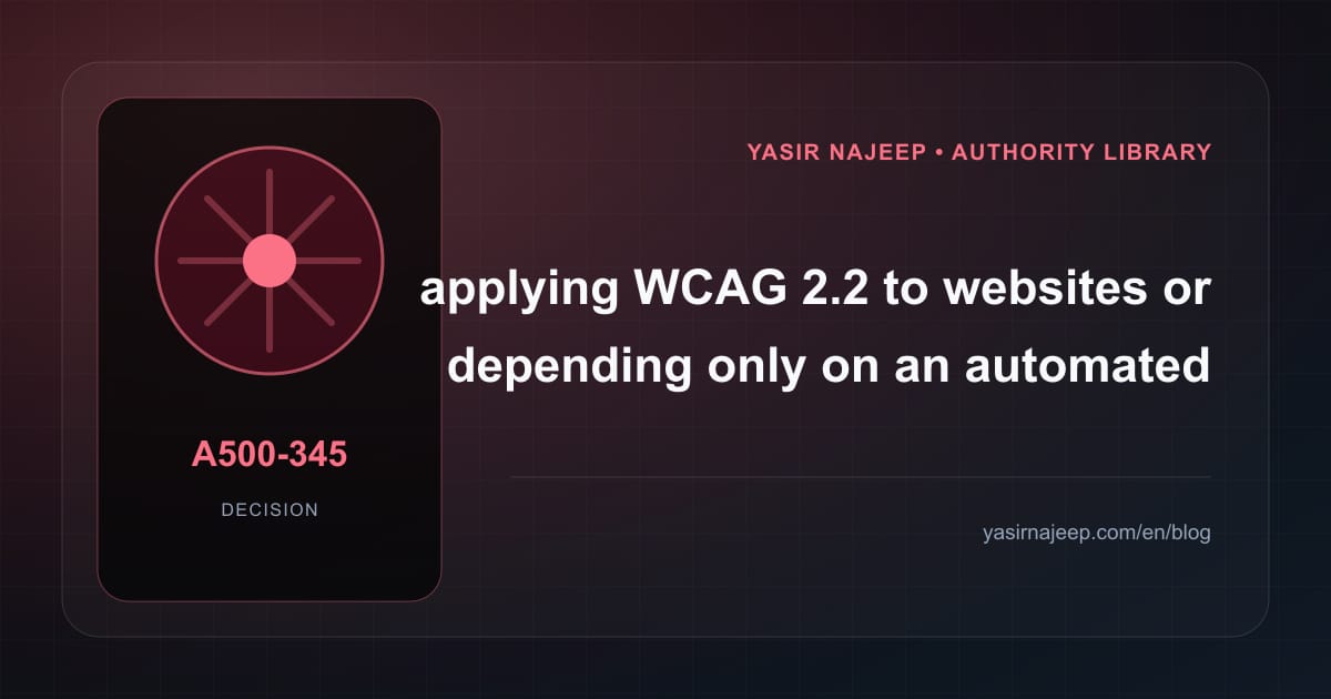 Decision framework for applying WCAG 2.2 to websites: fit, ownership, and risk