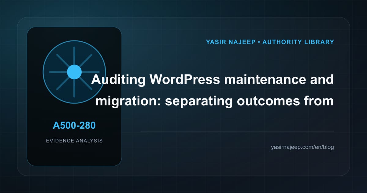 An evidence-led audit of WordPress maintenance and migration: outcomes versus impressions